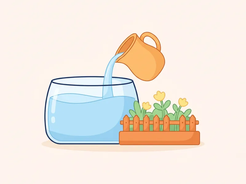 Flächen und Volumen: Ein Aquarium wird mit Wasser gefüllt, daneben ein umzäuntes Gartenbeet